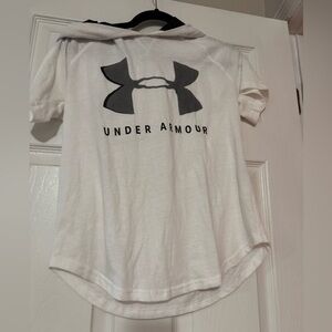 Under Armour Kids White and Black Logo Tee